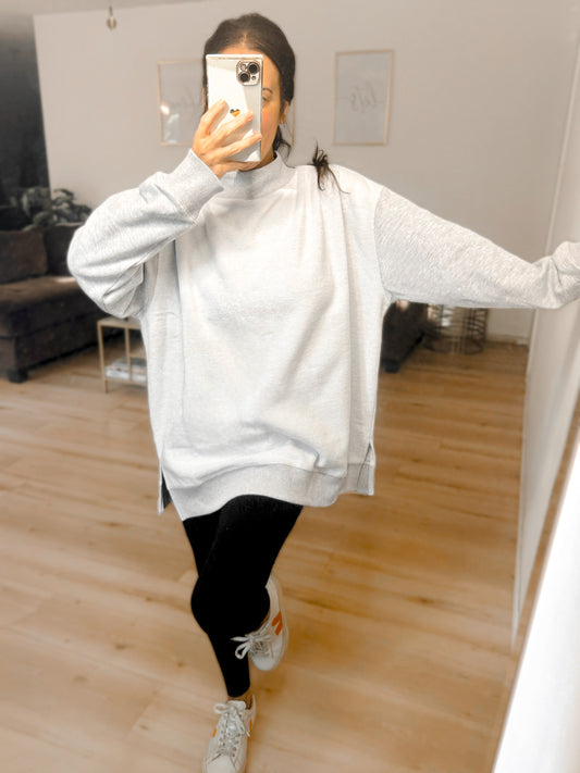 Oversized Inside Out and Reversible Mockneck Sweatshirt