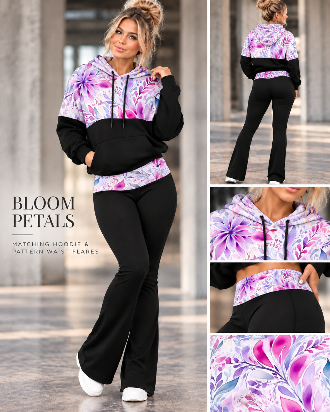 BLOOMING PETALS-PATTERN BLOCK HOODIE-PREORDER CLOSING 10/9