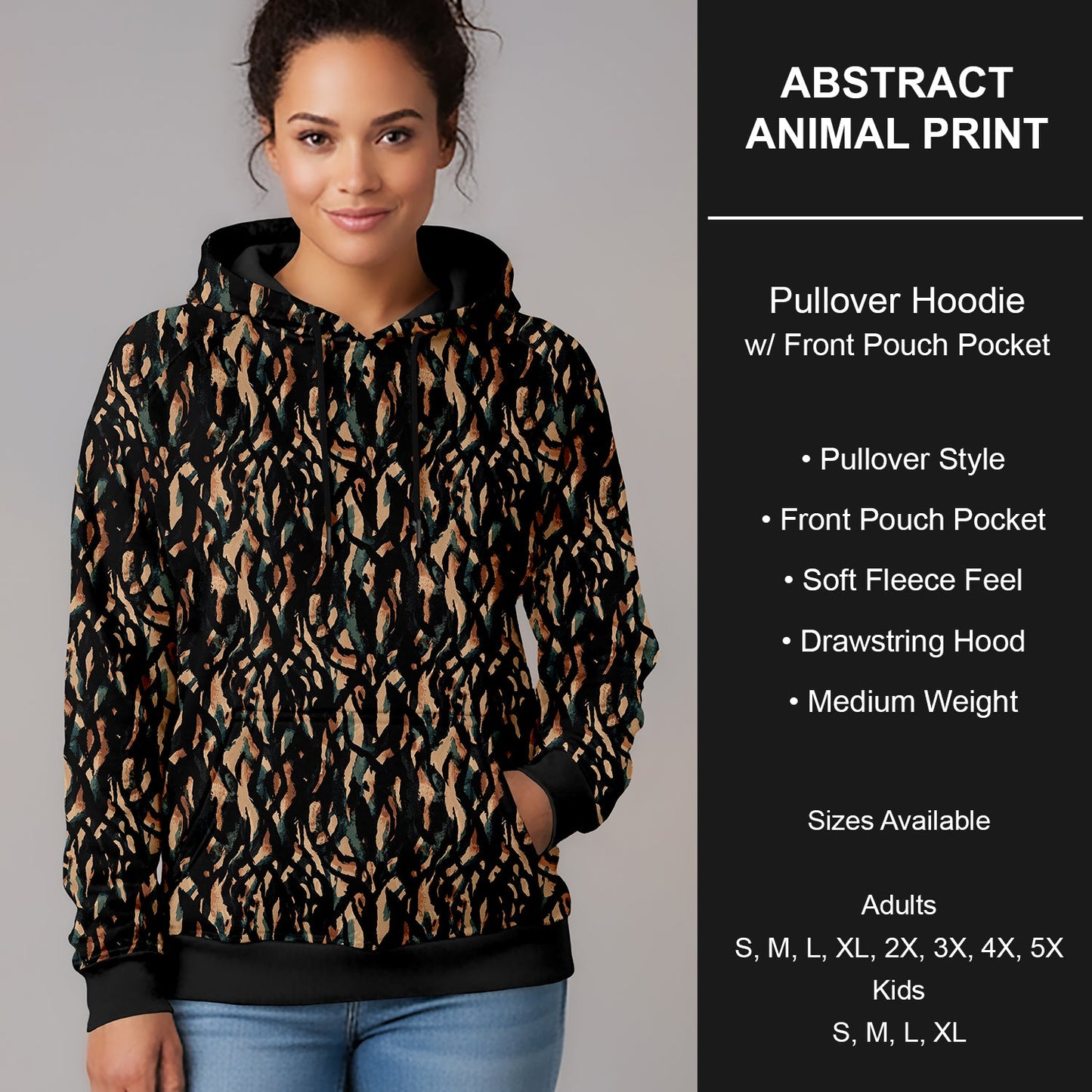 B266 - Preorder Abstract Animal Print Pullover Hoodie (Closes 12/17. ETA late Feb.)
