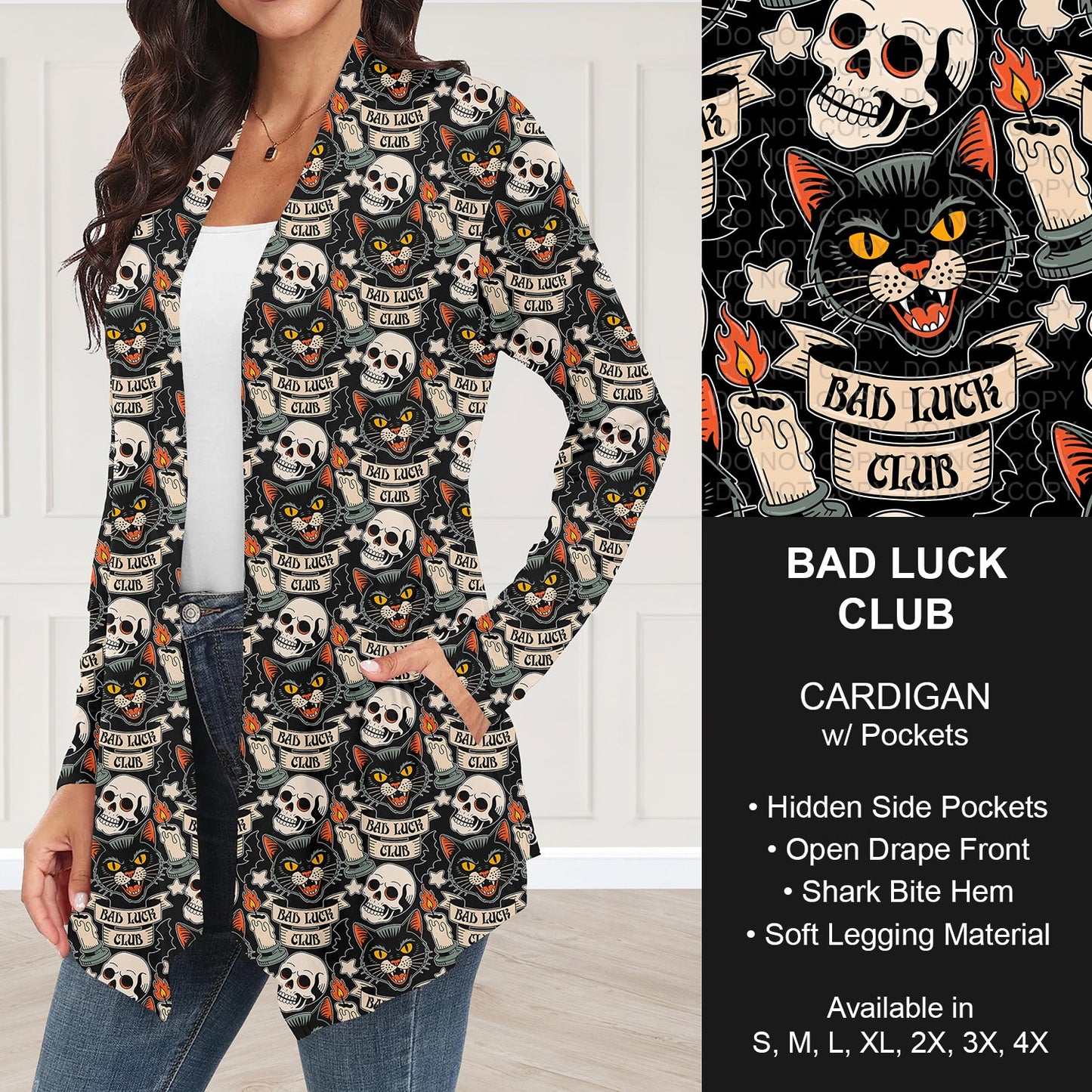 B295 - Preorder Bad Luck Club Cardigan w/ Pockets (Closes 6/14. ETA: late Aug.)