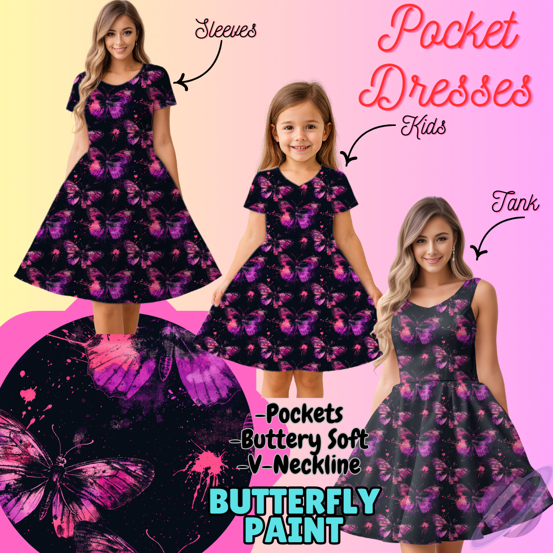 BUTTERFLY PAINT-POCKET DRESS PREORDER-CLOSING 3/16