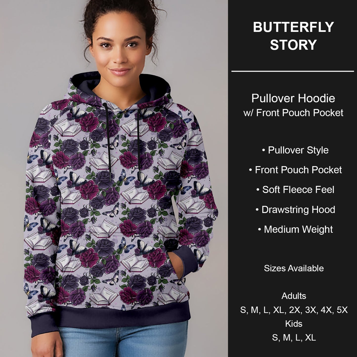 B266 - Preorder Butterfly Story Pullover Hoodie (Closes 12/17. ETA late Feb.)