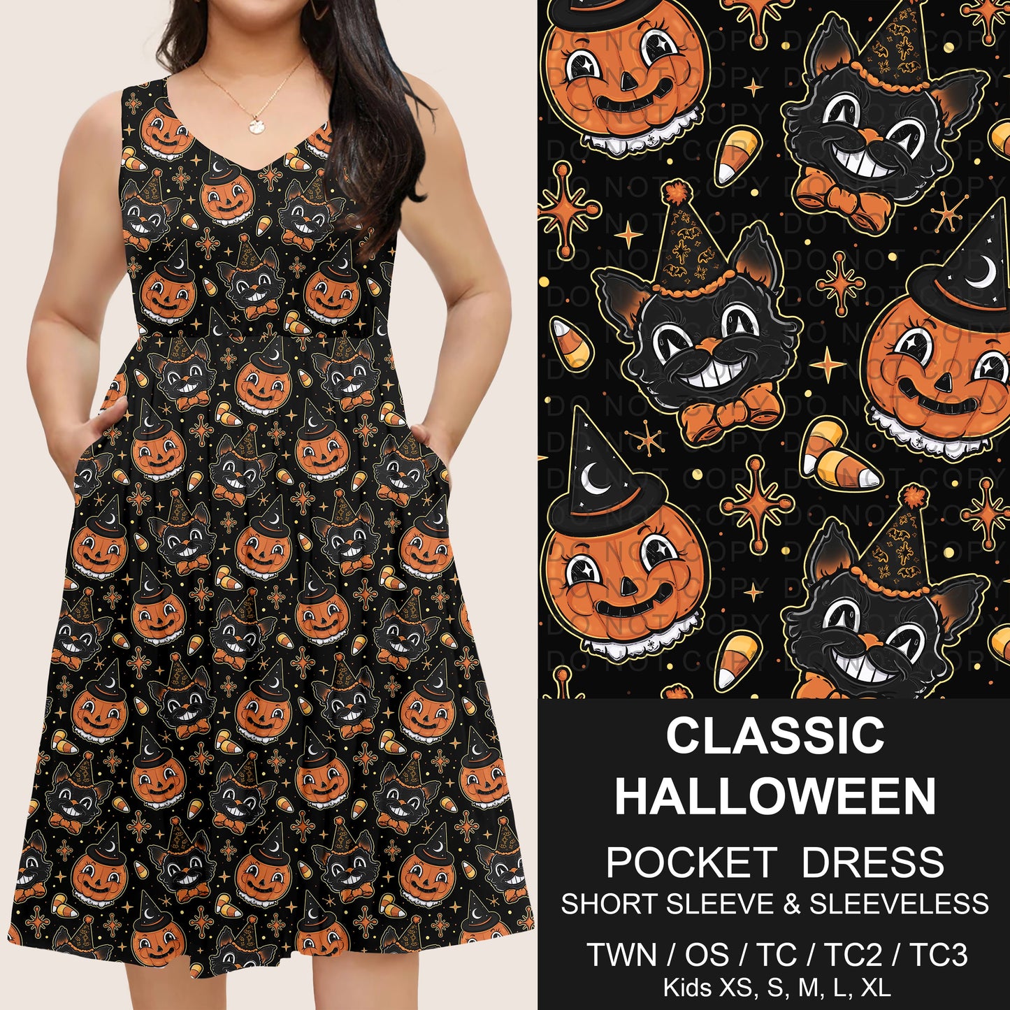 B302 - Preorder Classic Halloween Pocket Dress (Closes 7/24. ETA: early Oct)