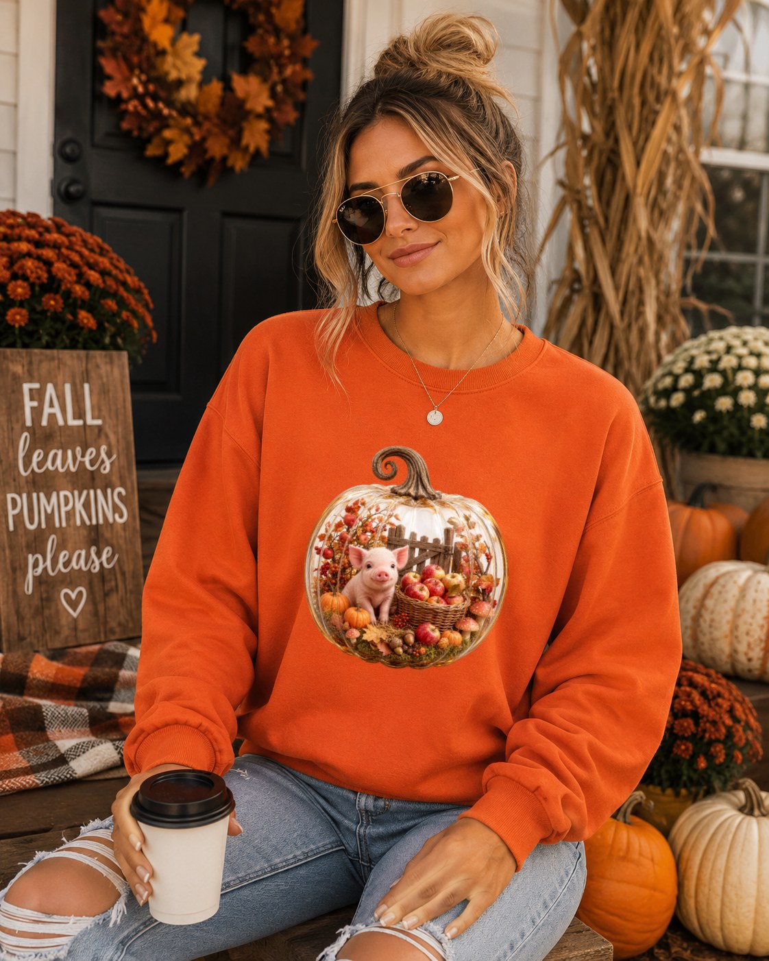 Cozy Pumpkin Pig Sweatshirt