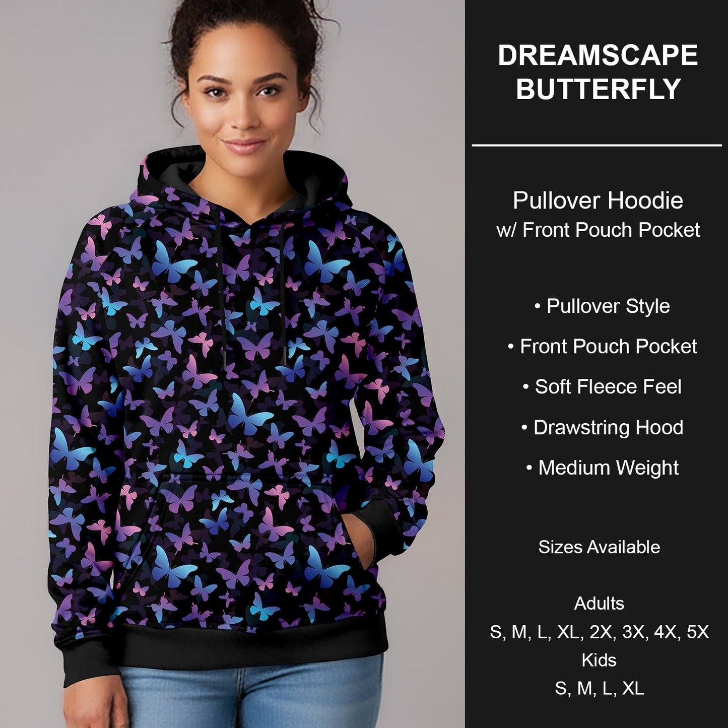 B266 - Preorder Dreamscape Butterfly Pullover Hoodie (Closes 12/17. ETA late Feb.)
