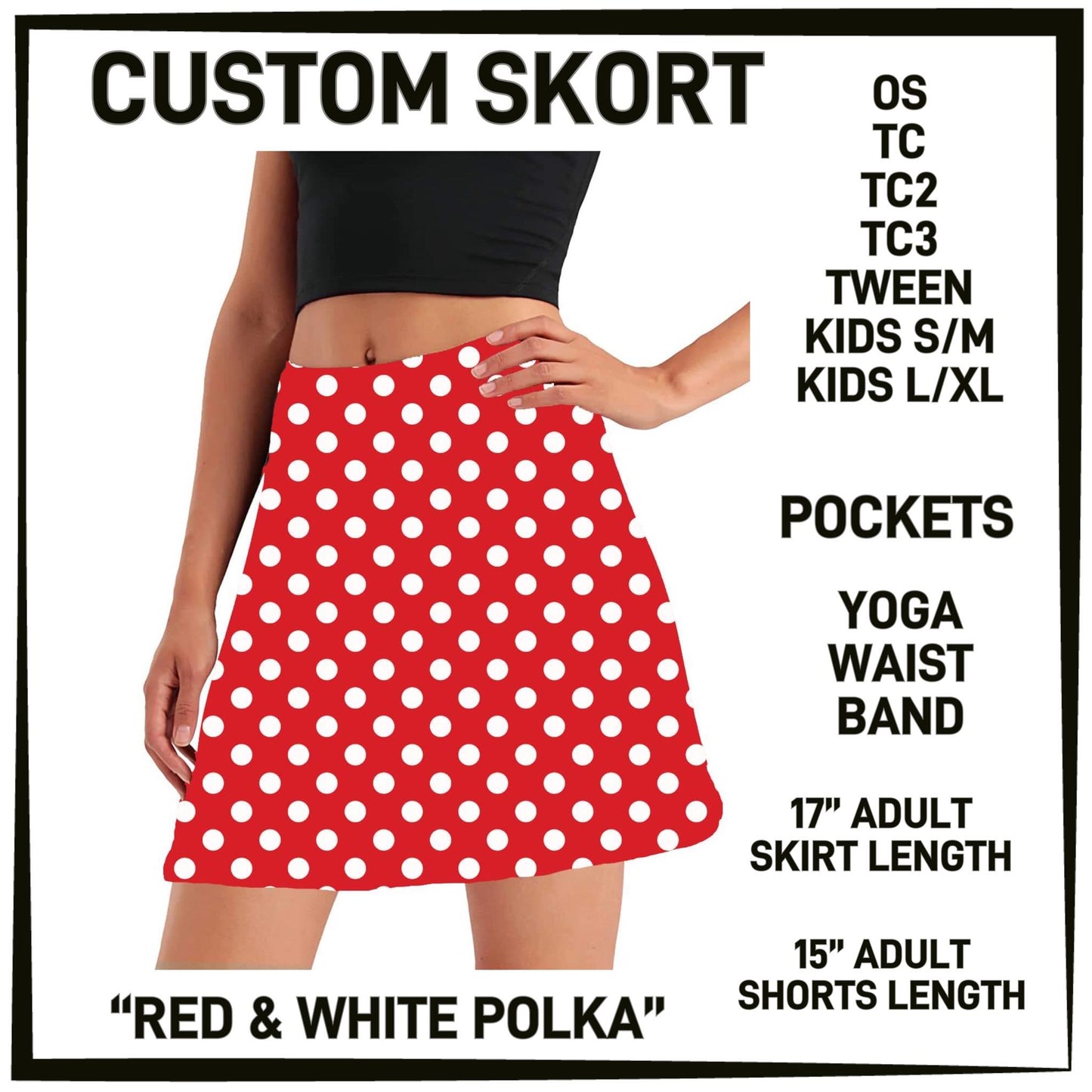 RTS - Red Polka Dot Skort with Side Pockets