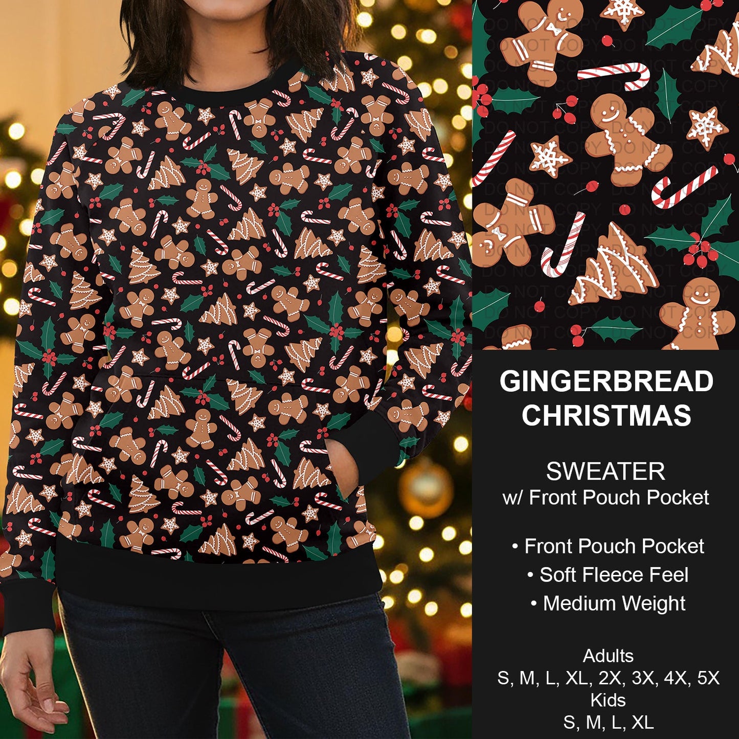 B303 - Preorder Gingerbread Christmas Sweater w/ Front Pocket (Closes 7/26. ETA early Oct.)
