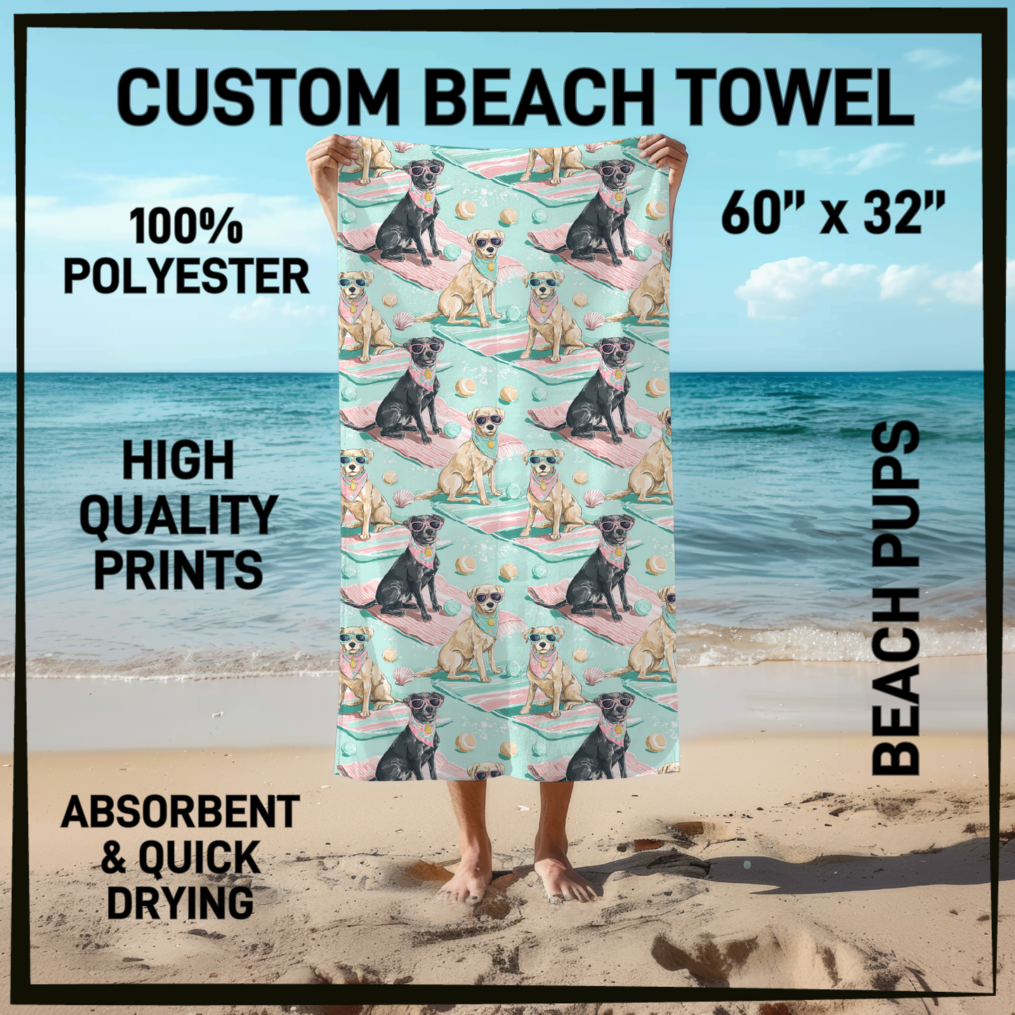 B9TW - Beach Pups Beach Towel - Preorder Closing 6/2 ETA: Early August