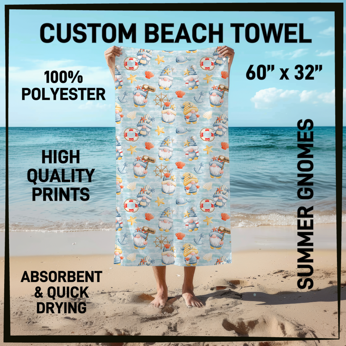 B9TW - Summer Gnomes Beach Towel - Preorder Closing 6/2 ETA: Early August