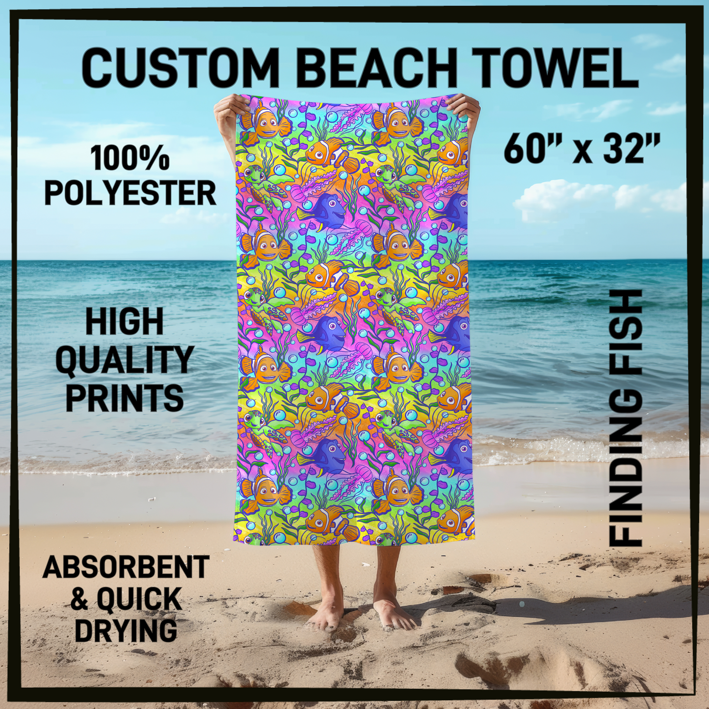 B9TW - Finding Fish Beach Towel - Preorder Closing 6/2 ETA: Early August