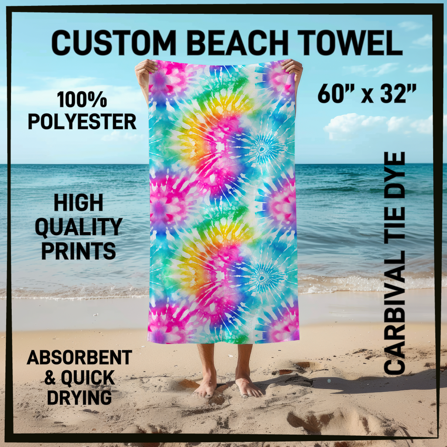 B9TW - Carnival Tie Dye Beach Towel - Preorder Closing 6/2 ETA: Early August