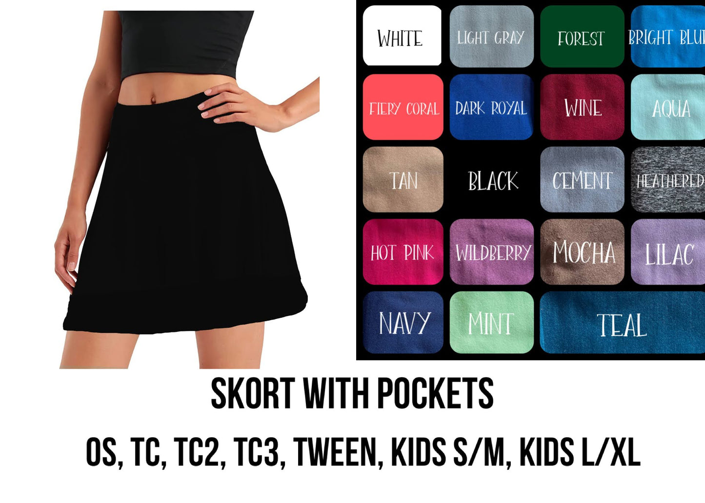 S6LC - (Adult) Solid Color Skort with Pockets - Preorder Closing 1/4 ETA: Early March