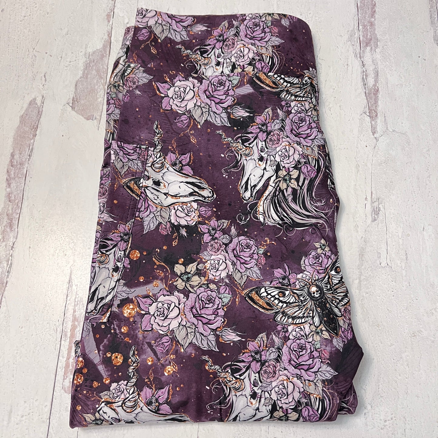 Purple Skeleton Unicorn - Leggings with Pockets