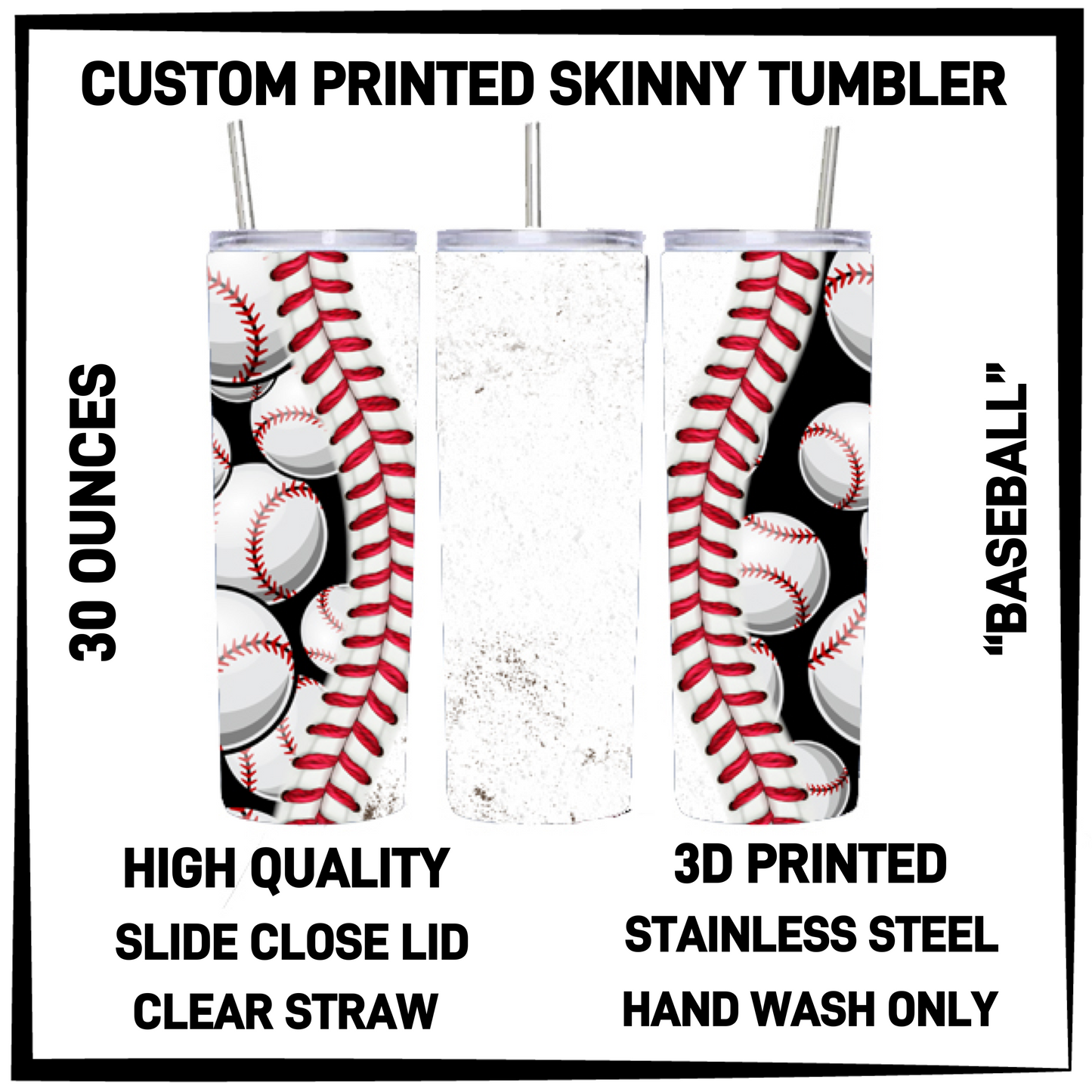 SK7T - Baseball 30oz Skinny Tumbler - Preorder Closing 3/17 ETA: Late May