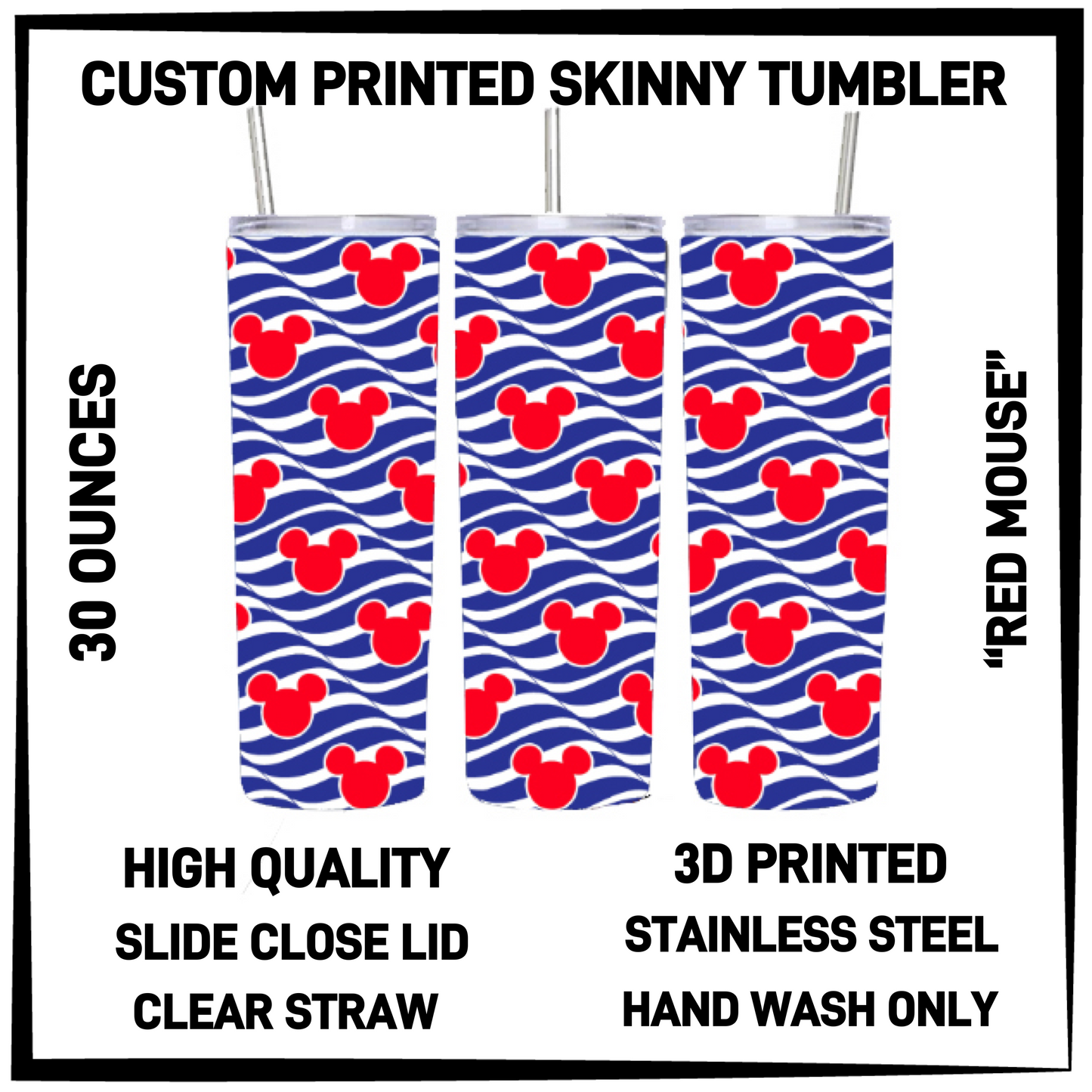 SK7T - Red Mouse 30oz Skinny Tumbler - Preorder Closing 3/17 ETA: Late May