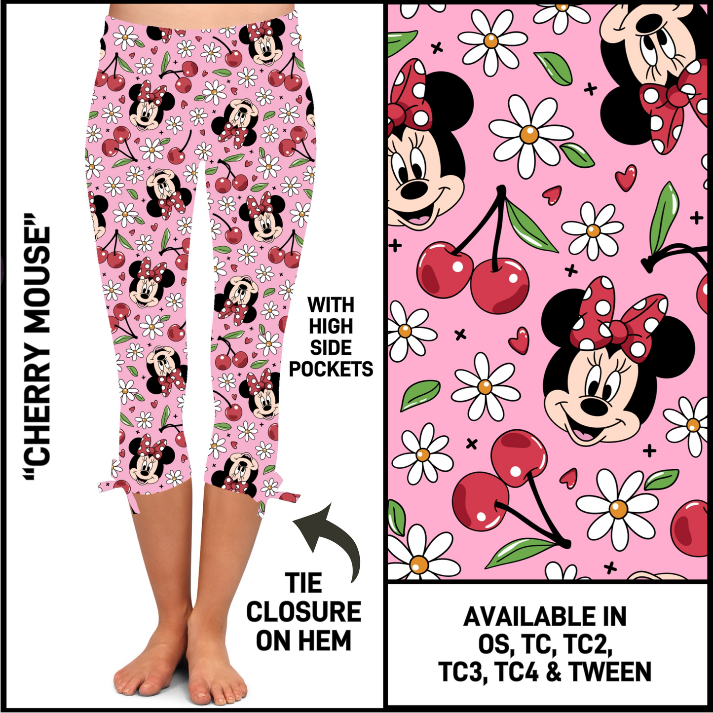 HM4T - Cherry Mouse Hem Tie Capris with Pockets - Preorder Closing 3/19 ETA: Late May