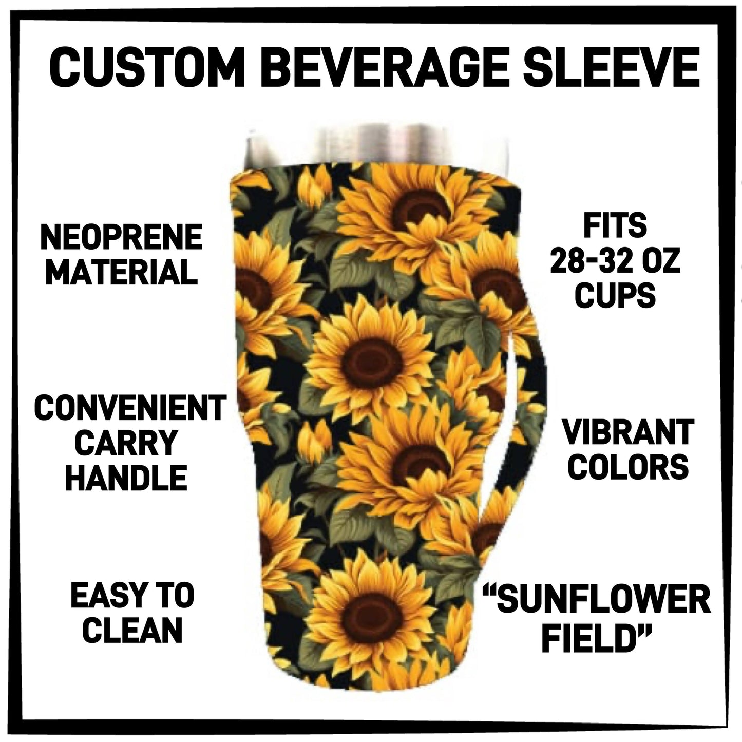 RTS - Sunflower Field 28-32oz Beverage Sleeves