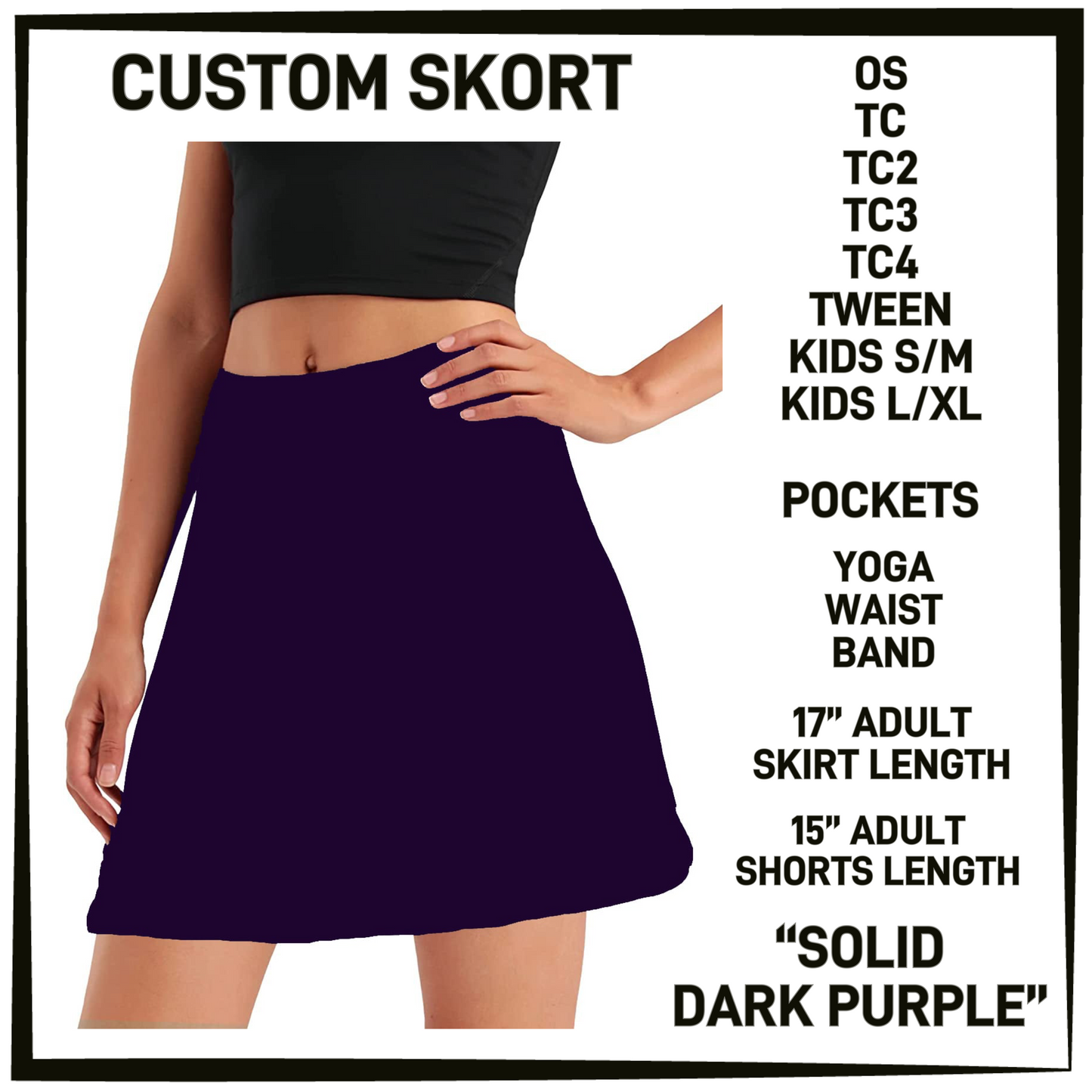 S0RK - Solid Dark Purple Skort with Pockets - Preorder Closing 5/7 ETA: Early July