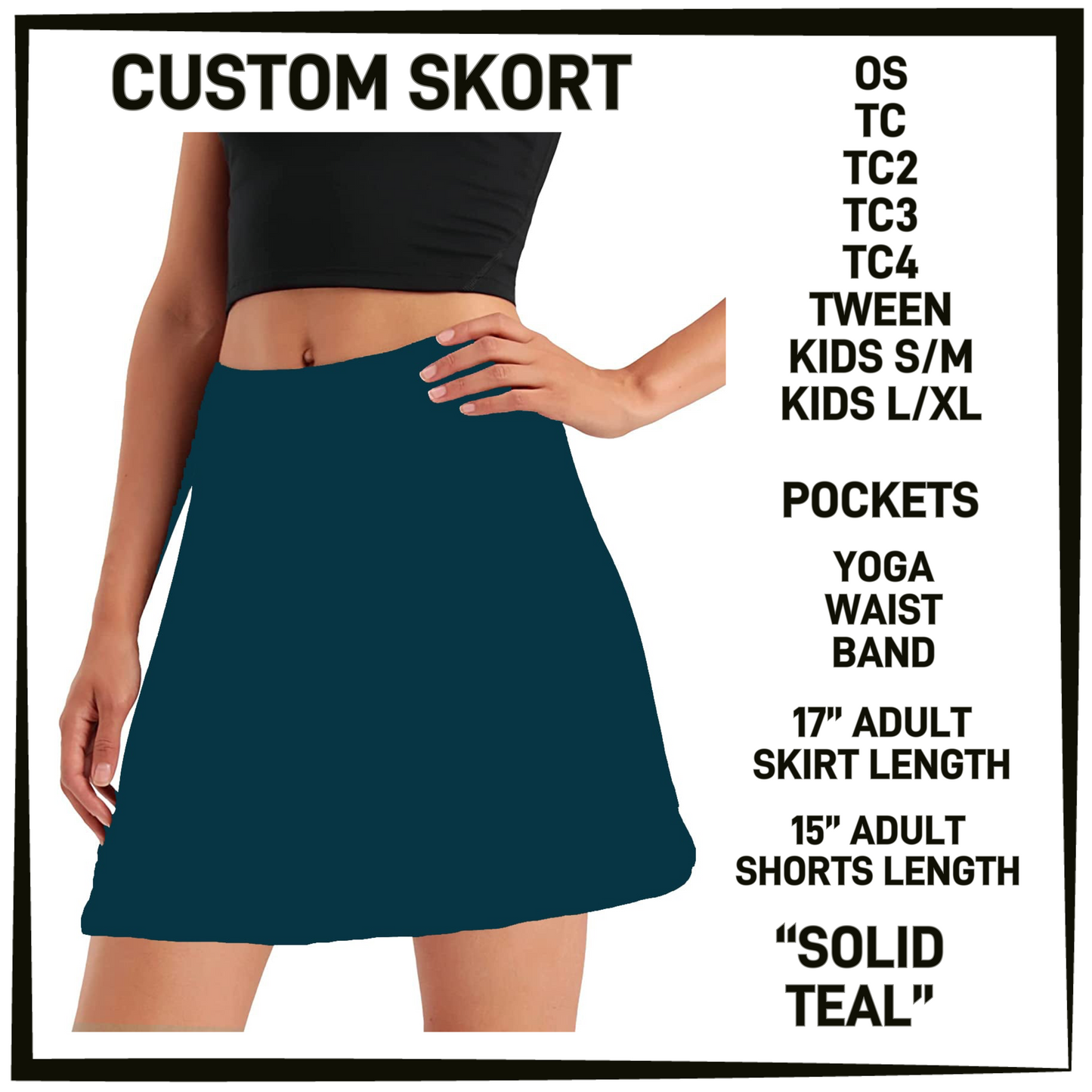 S0RK - Solid Teal Skort with Pockets - Preorder Closing 5/7 ETA: Early July