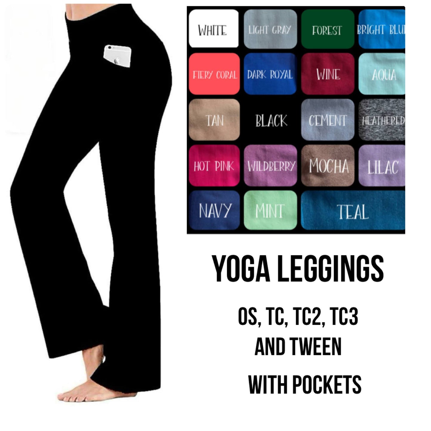 S6LC - Solid Color Yoga Leggings with Front Pockets - Preorder Closing 1/4 ETA: Early March