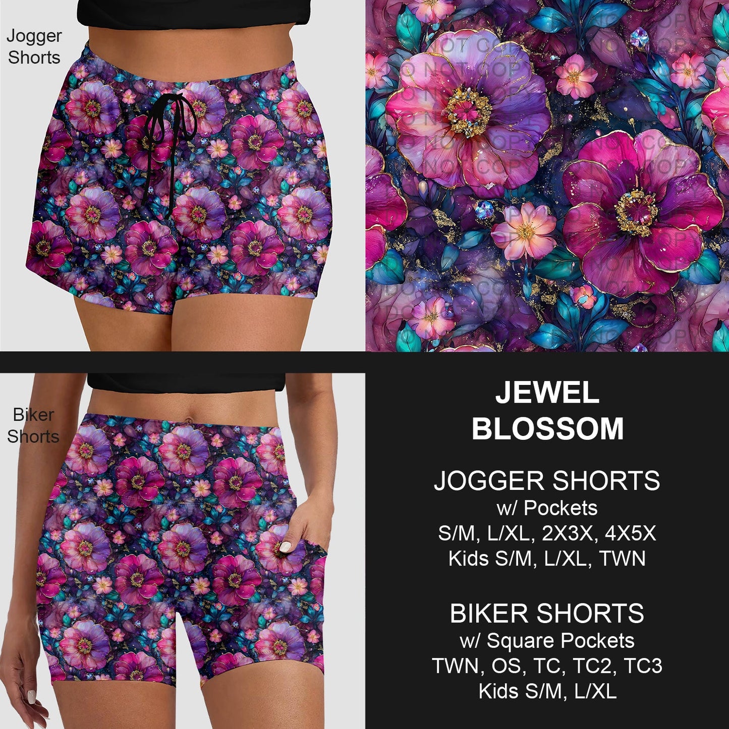 B281 - Preorder Jewel Blossom Jogger/Biker Shorts (Closes 3/25. ETA: early June)