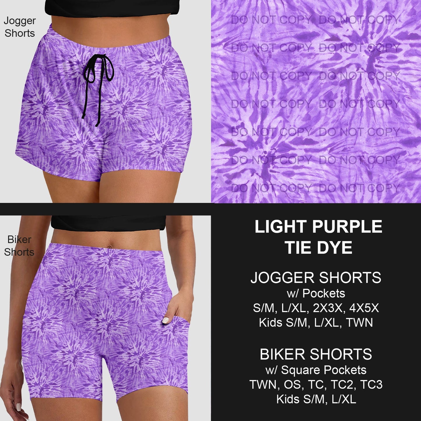 B279 - Preorder Light Purple Tie Dye Jogger/Biker Shorts (Closes 3/18. ETA: late May)