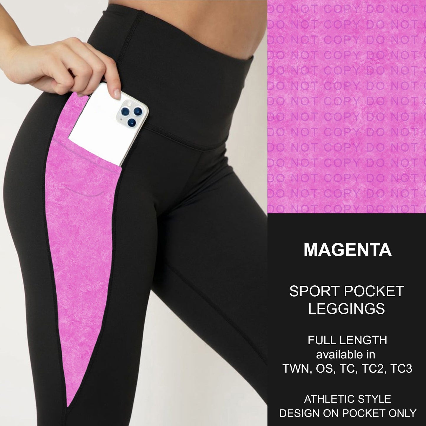 B280 - Preorder Magenta Sport Pocket Leggings (Closes 3/22. ETA: late May)