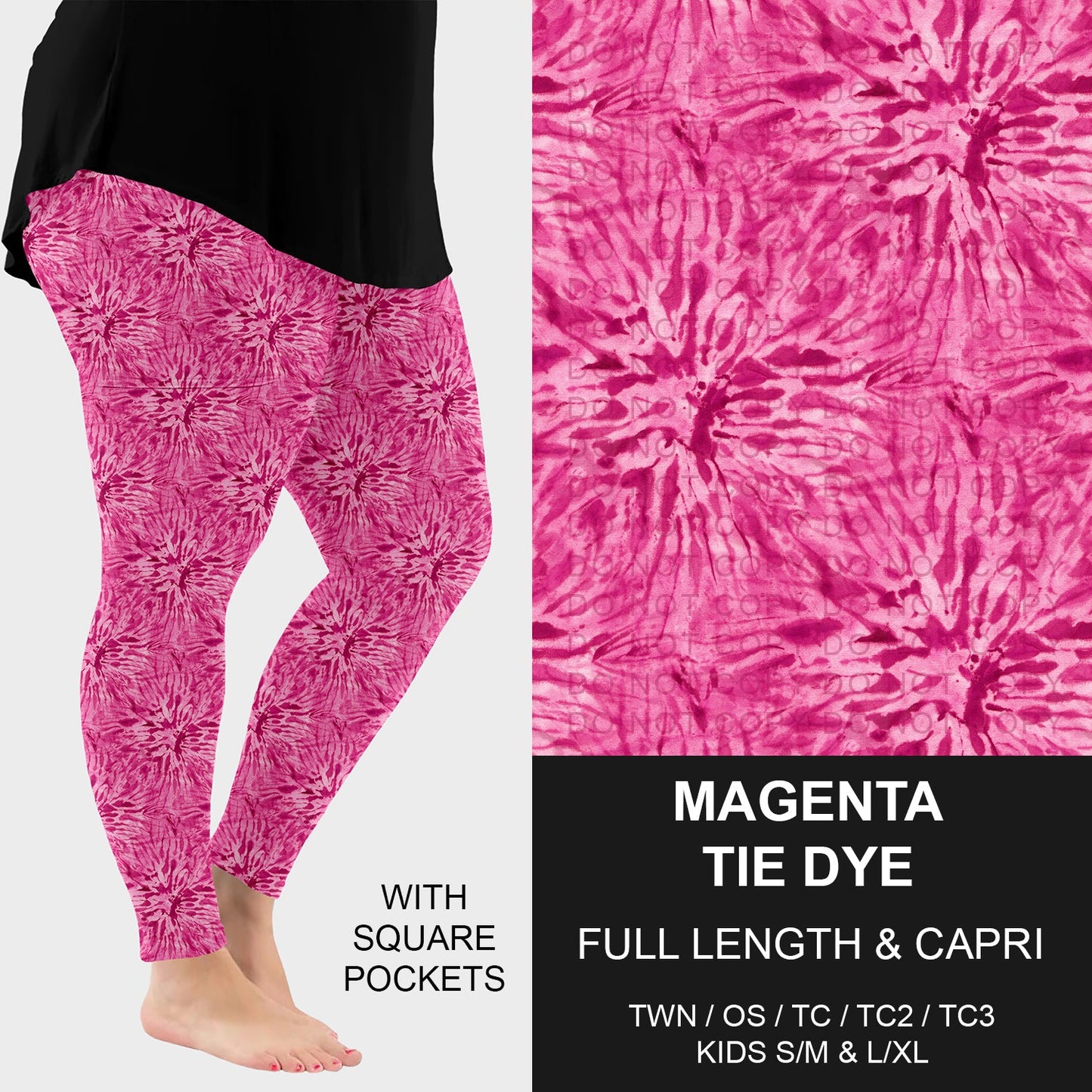 B279 - Preorder Magenta Tie Dye Leggings w/ Pockets (Closes 3/18. ETA: late May)