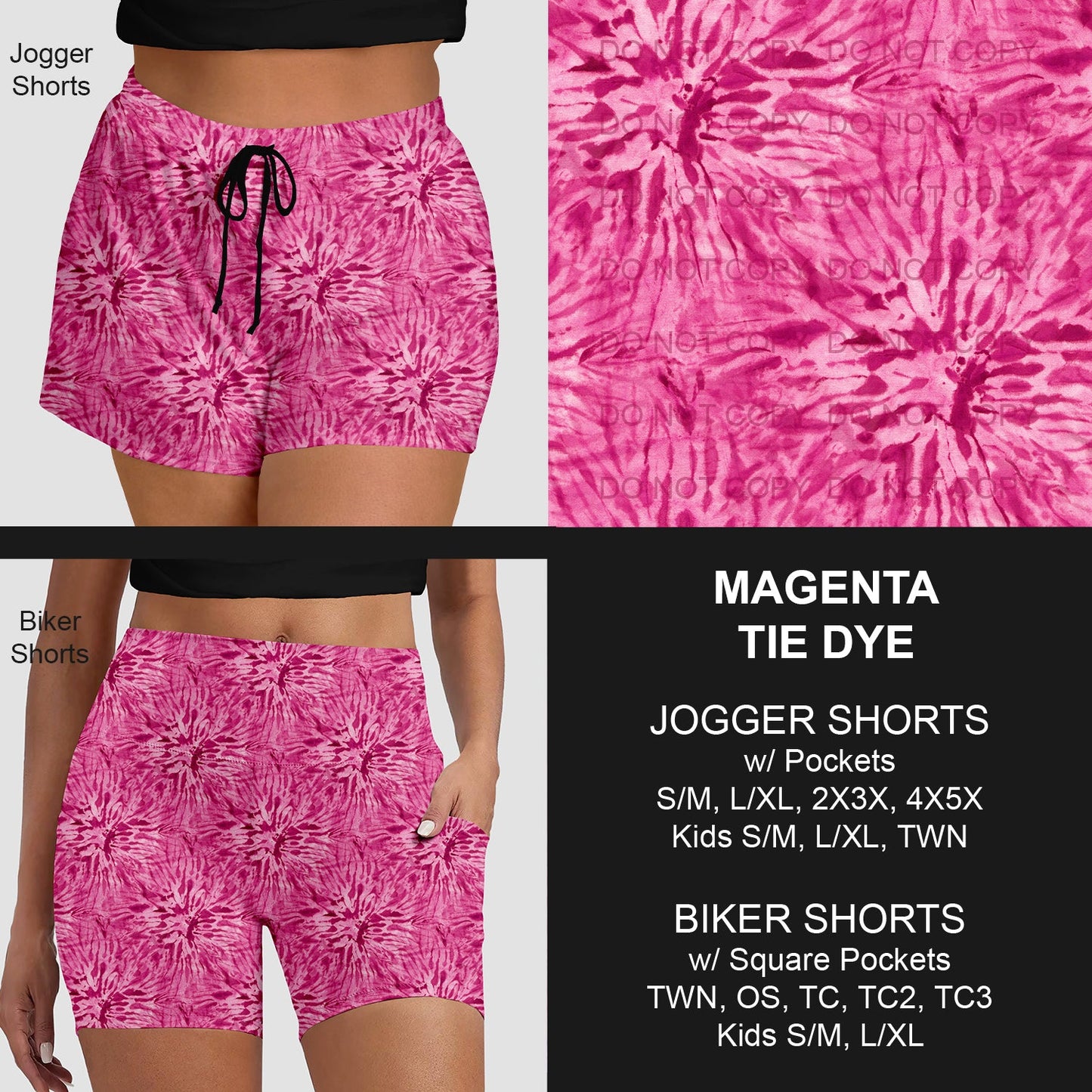 B279 - Preorder Magenta Tie Dye Jogger/Biker Shorts (Closes 3/18. ETA: late May)