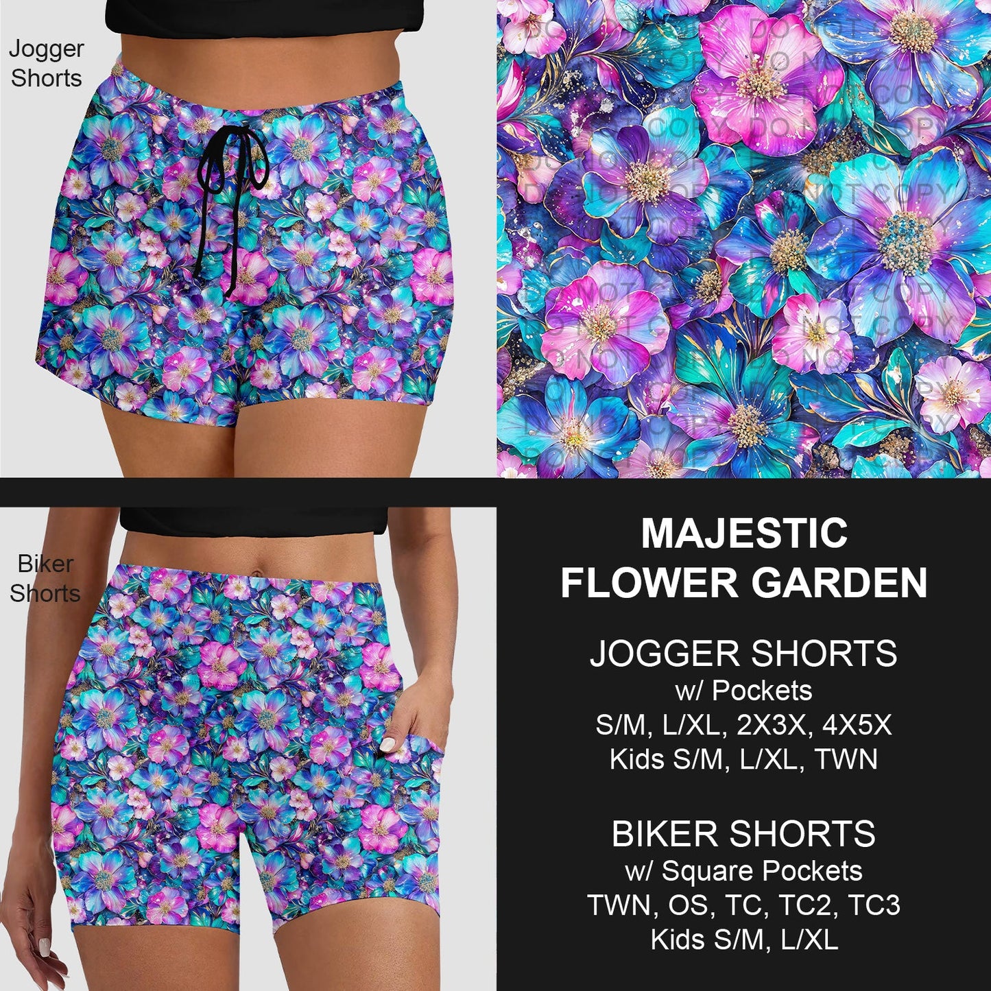 B281 - Preorder Majestic Flower Garden Jogger/Biker Shorts (Closes 3/25. ETA: early June)