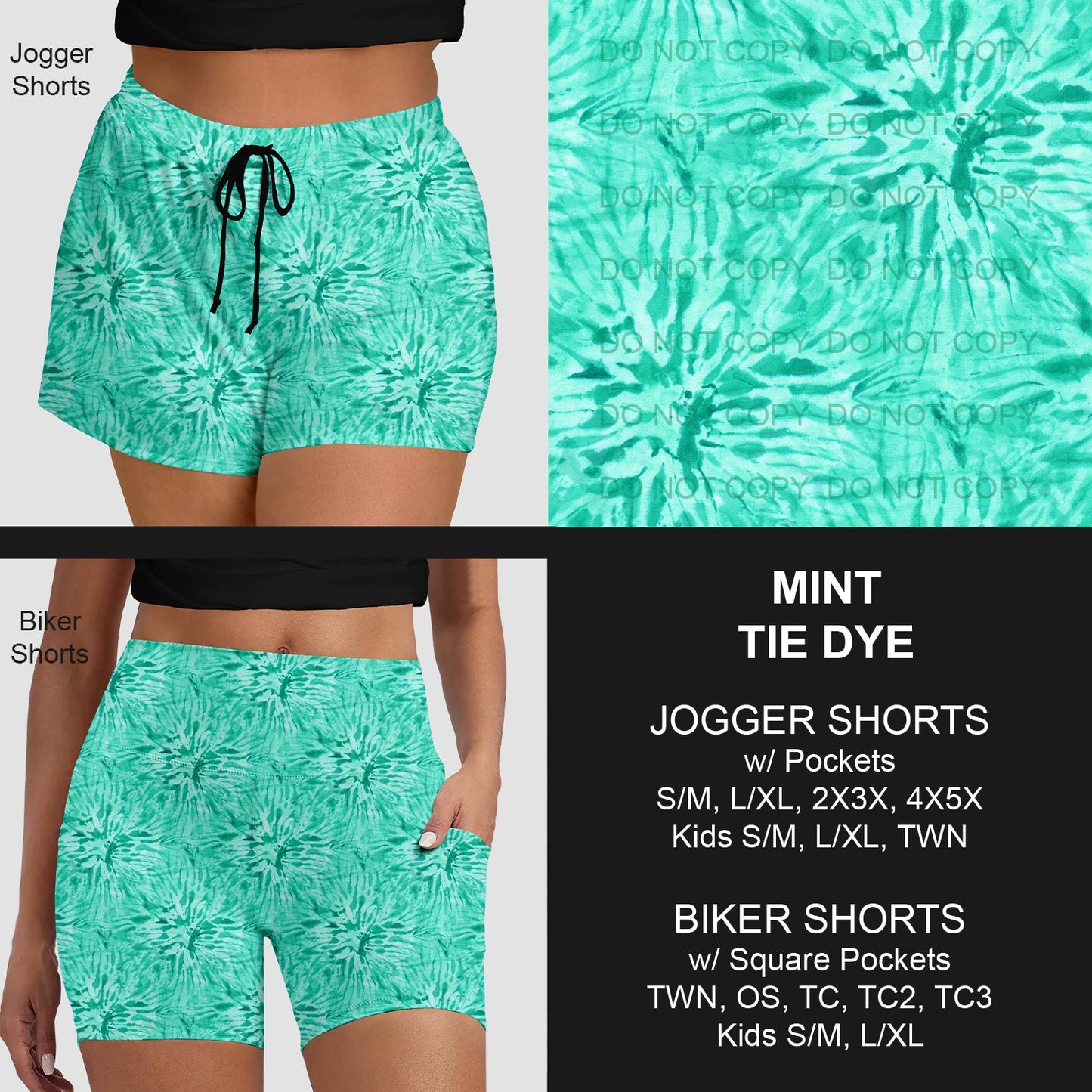 B279 - Preorder Mint Tie Dye Jogger/Biker Shorts (Closes 3/18. ETA: late May)