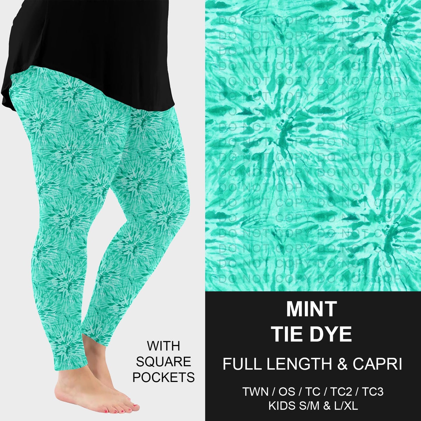 B279 - Preorder Mint Tie Dye Leggings w/ Pockets (Closes 3/18. ETA: late May)