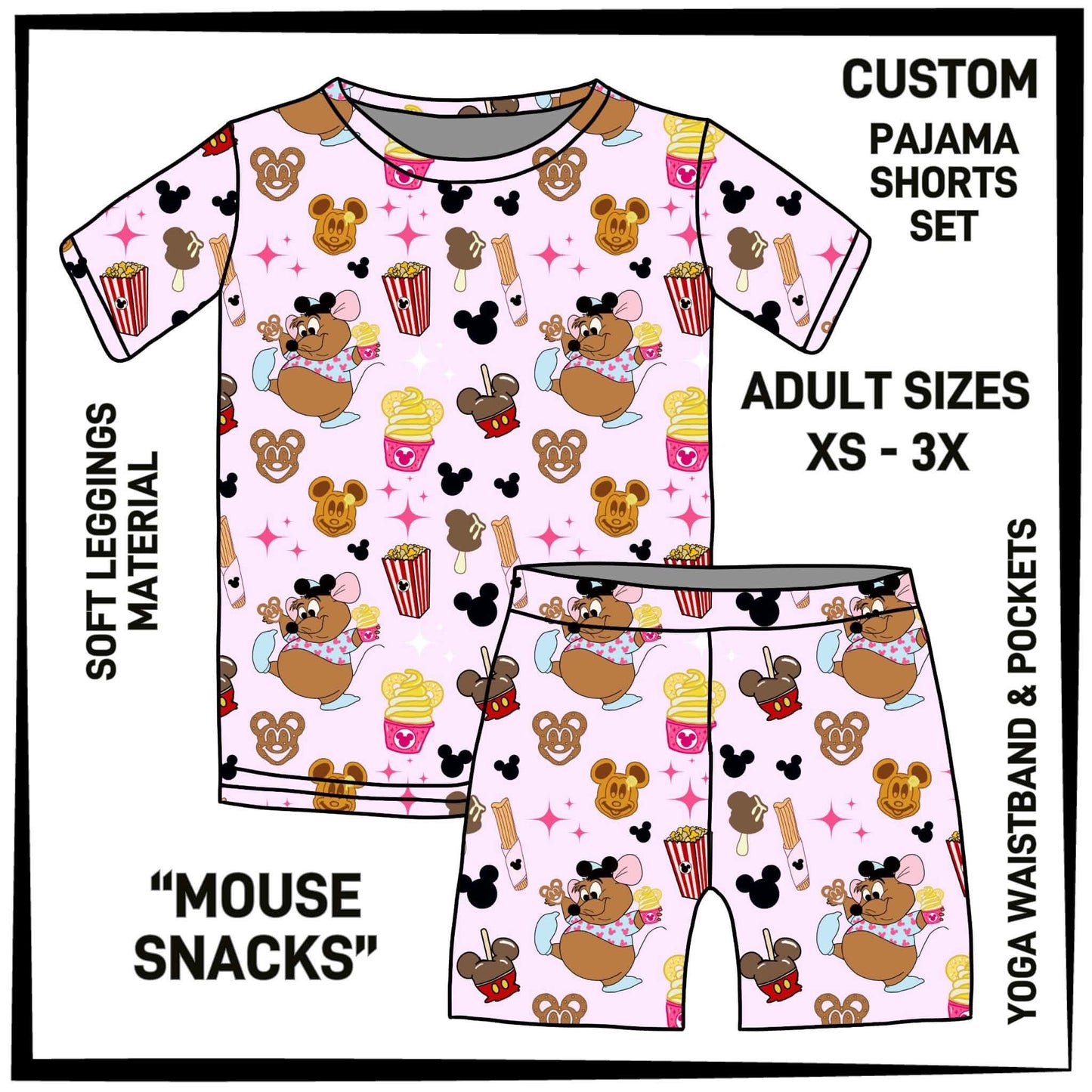 PS1S - Mouse Snacks Pajamas Top & Shorts Set - Preorder Closing 7/1 ETA: Late Aug