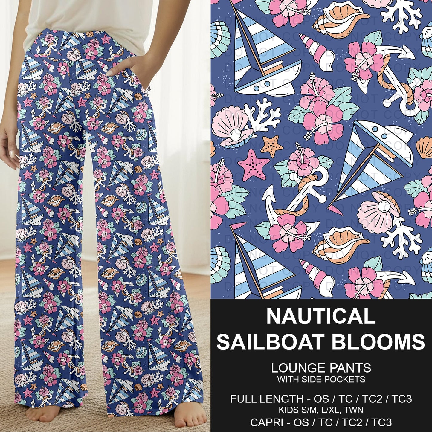 B288 - Preorder Nautical Sailboat Blooms Lounge Pants (Closes 5/03. ETA: early July)