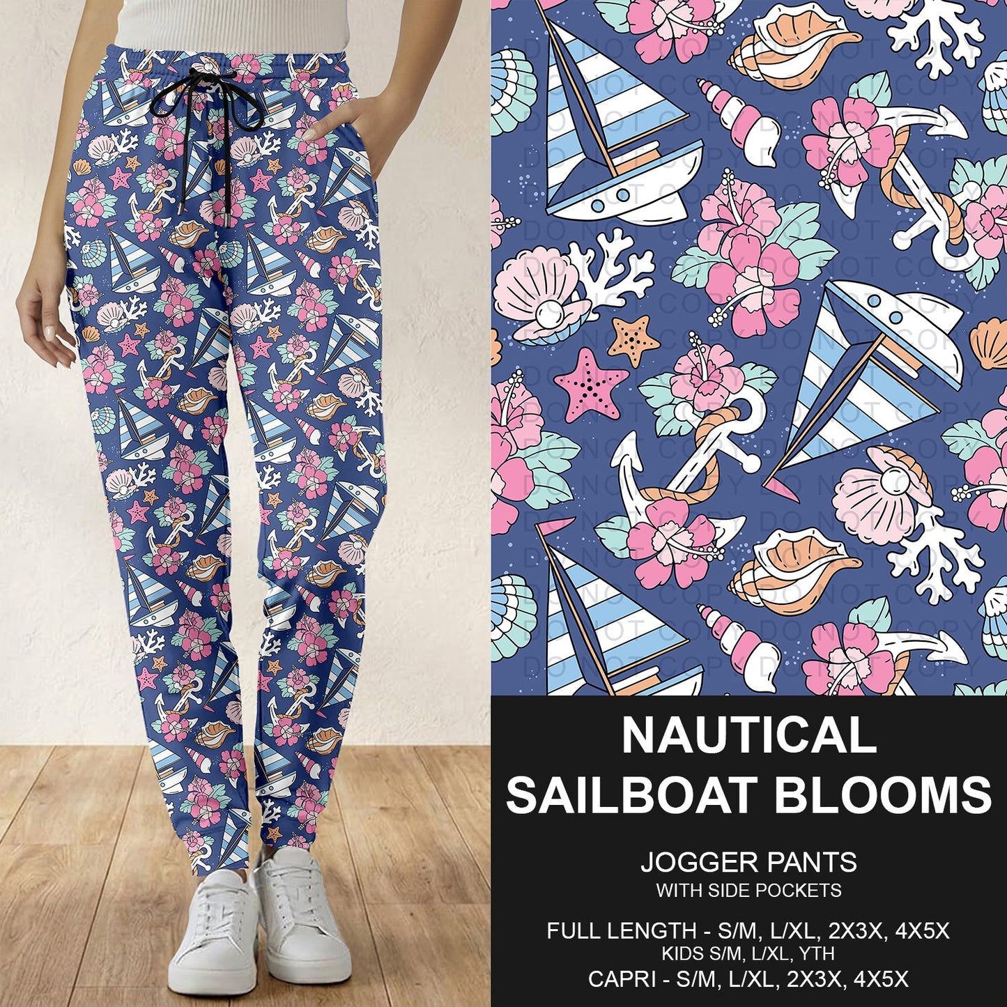 B288 - Preorder Nautical Sailboat Blooms Joggers (Closes 5/03. ETA: early July)
