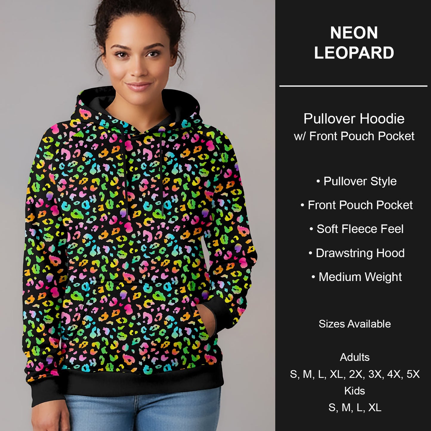 B266 - Preorder Neon Leopard Pullover Hoodie (Closes 12/17. ETA late Feb.)