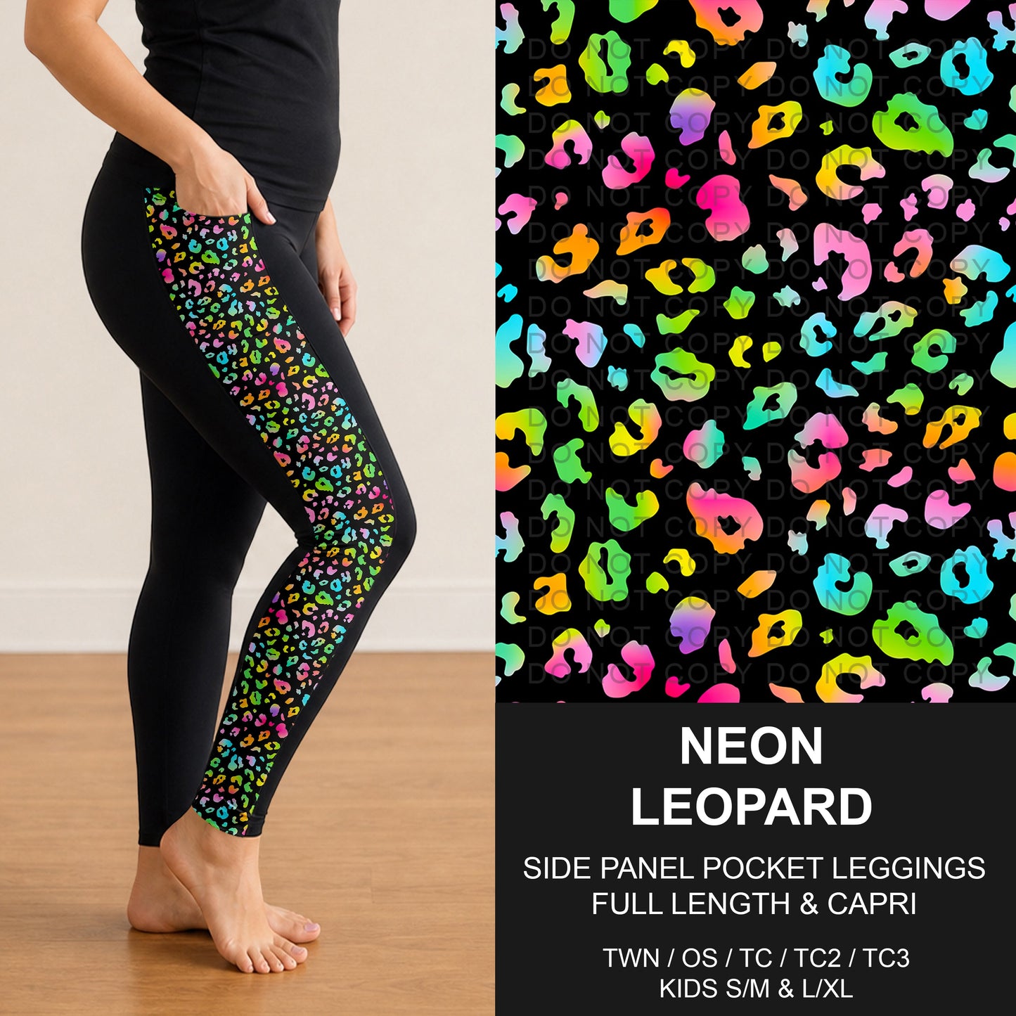 B300 - Preorder Neon Leopard Side Panel Pocket Leggings (Closes 7/15. ETA: mid Sept.)