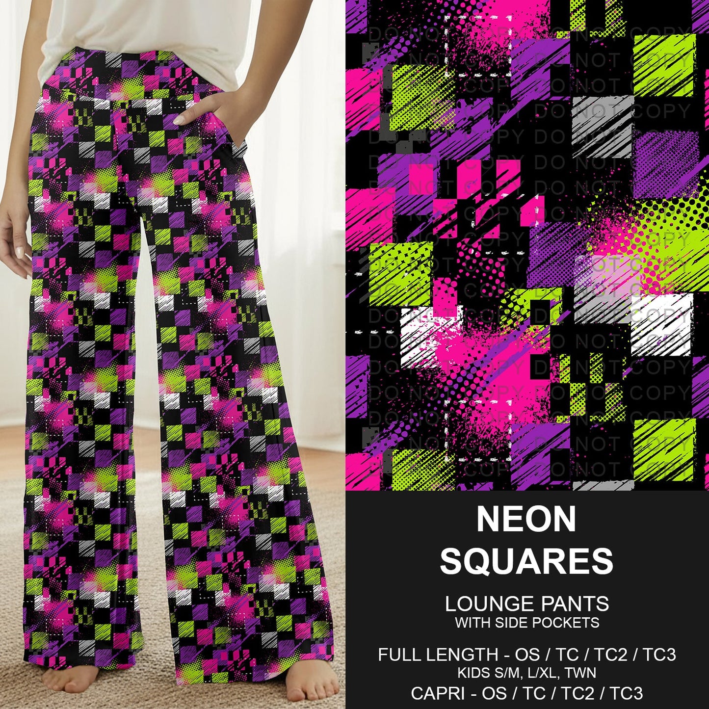B298 - Preorder Neon Squares Lounge Pants (Closes 7/05. ETA: early Sept.)