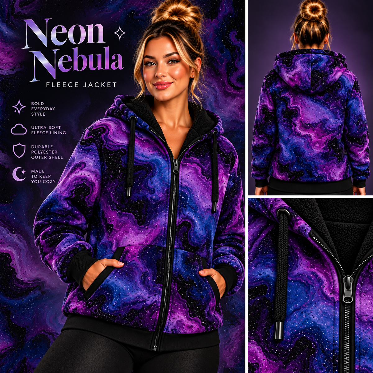 Neon Nebula-FLEECE LINED HOODED JACKET-PREORDER CLOSING 11/9