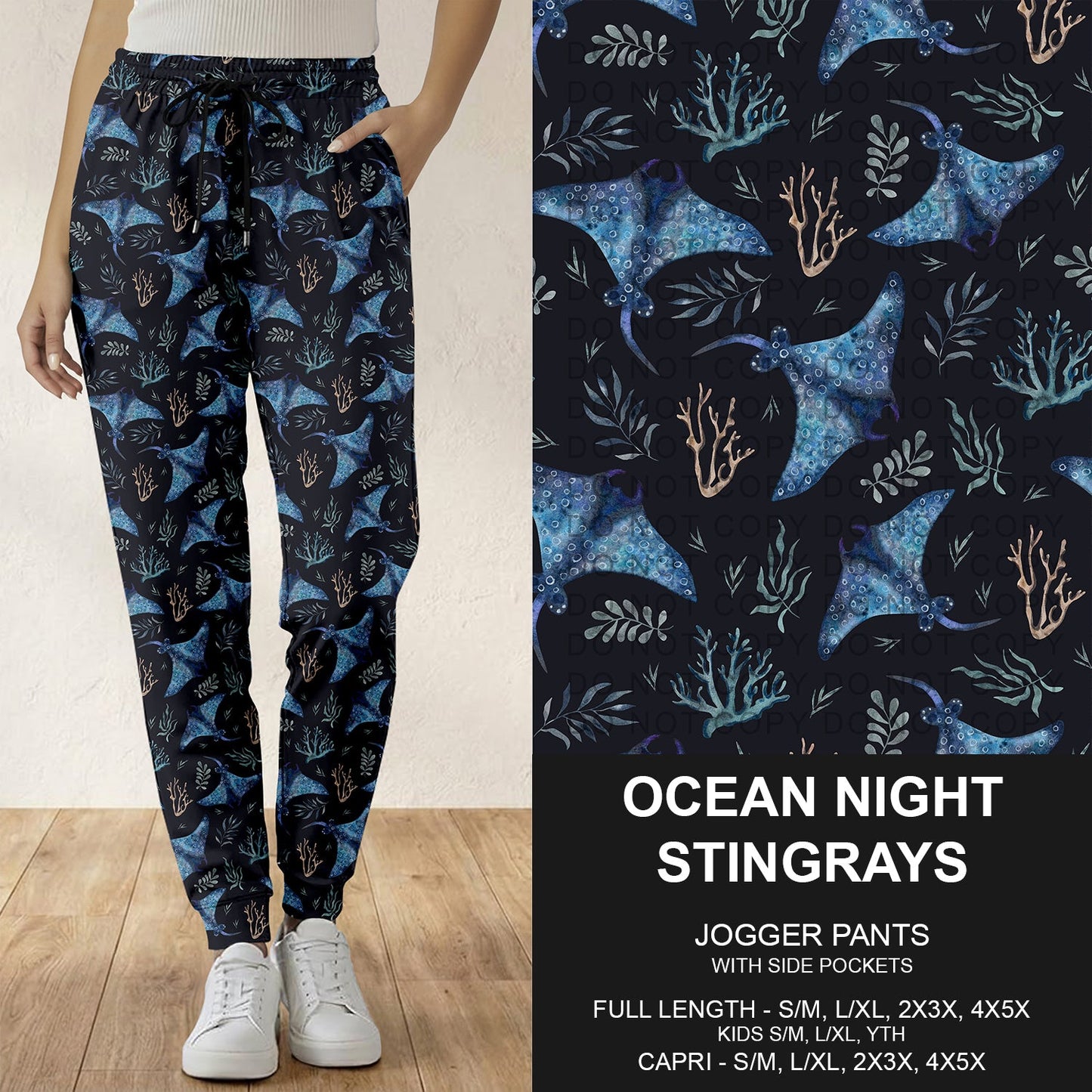B288 - Preorder Ocean Night Stingrays Joggers (Closes 5/03. ETA: early July)