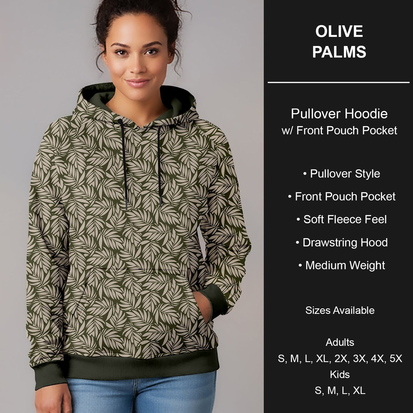 B266 - Preorder Olive palms Pullover Hoodie (Closes 12/17. ETA late Feb.)