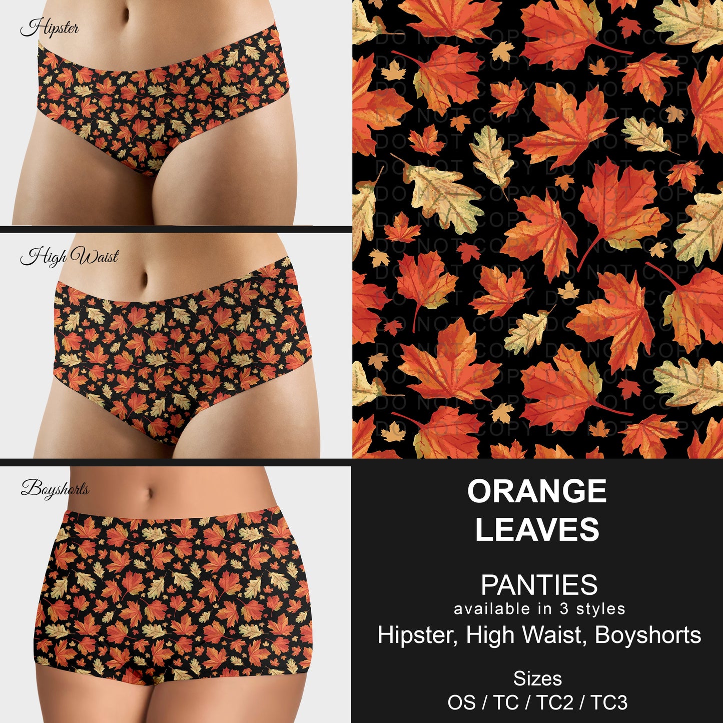 B306 - Preorder Orange Leaves Panties (Closes 8/07. ETA mid October)