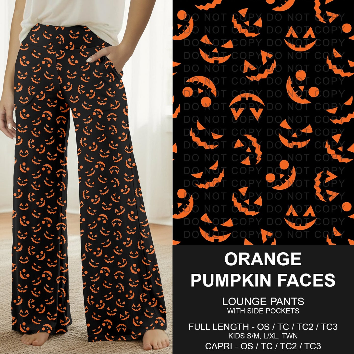 B295 - Preorder Orange Pumpkin Faces Lounge Pants (Closes 6/14. ETA: late Aug.)