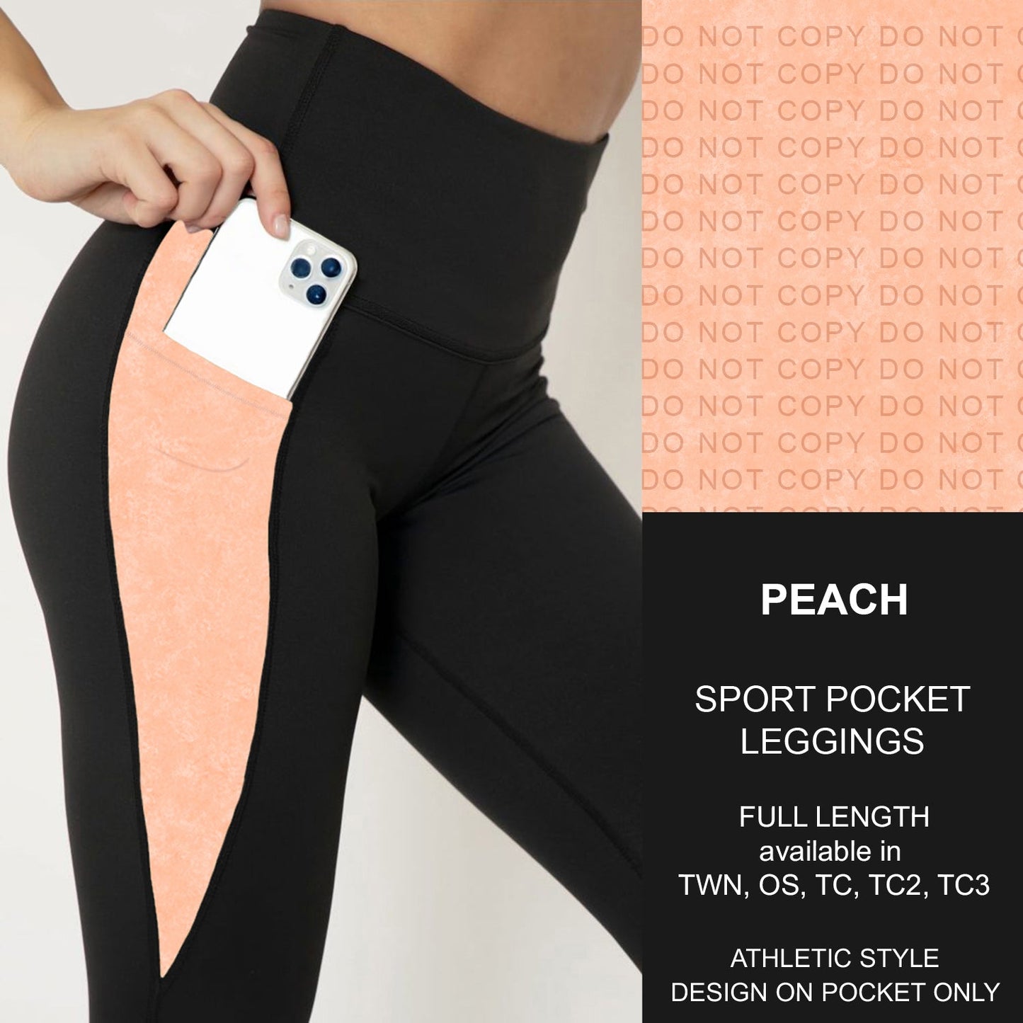 B280 - Preorder Peach Sport Pocket Leggings (Closes 3/22. ETA: late May)