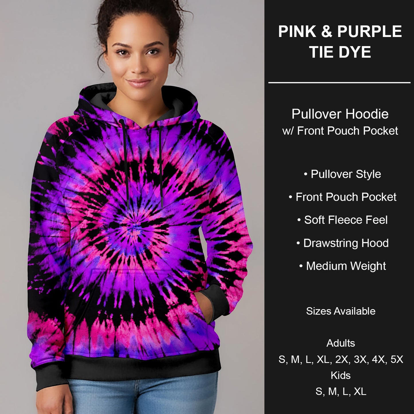 B266 - Preorder Pink and Purple Tie Dye Pullover Hoodie (Closes 12/17. ETA late Feb.)