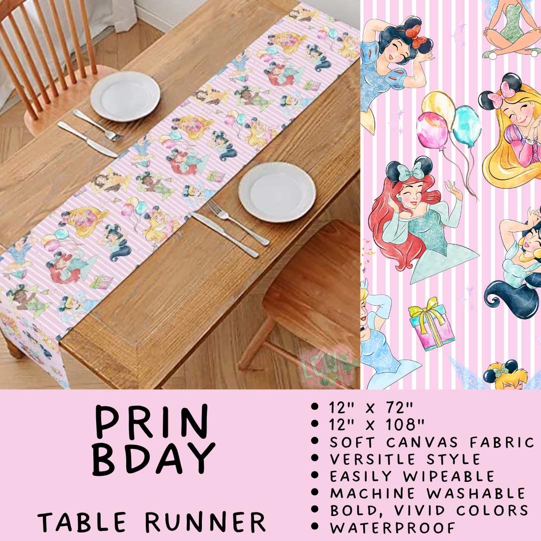 Batch #602 - Table Runners & Placemats - Closes 10/23 - ETA mid Dec - Prin Bday Table Runner