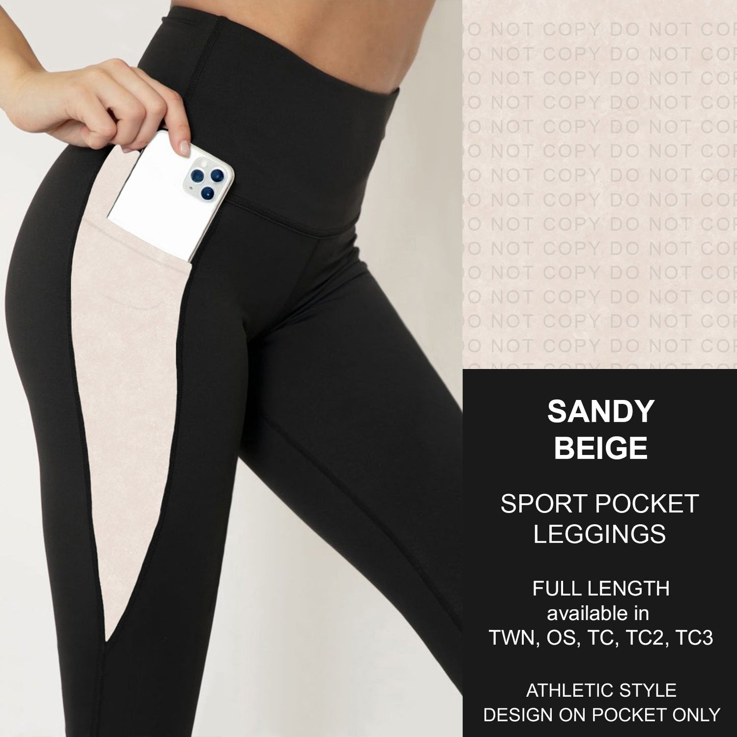 B280 - Preorder Sandy Beige Sport Pocket Leggings (Closes 3/22. ETA: late May)
