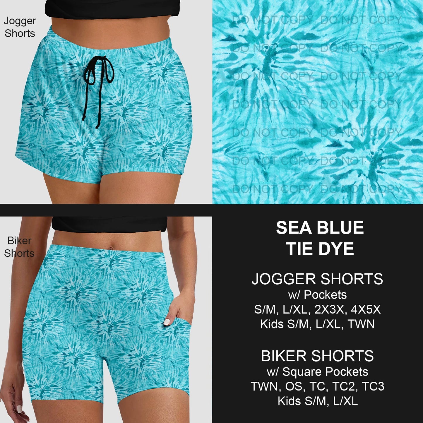 B279 - Preorder Sea Blue Tie Dye Jogger/Biker Shorts (Closes 3/18. ETA: late May)
