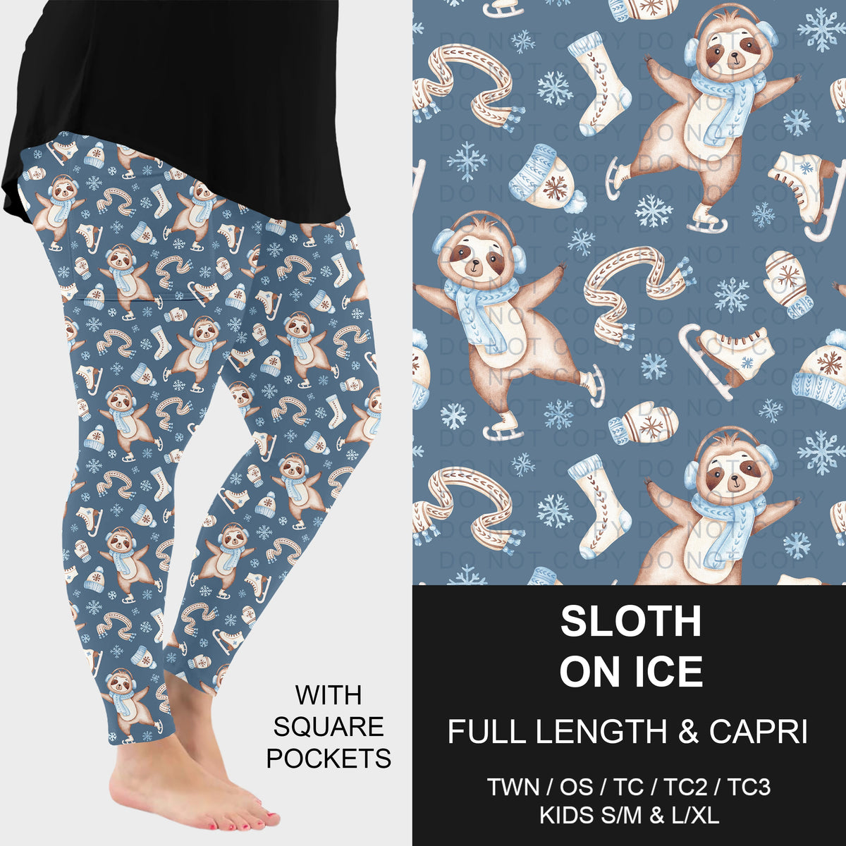 B313 - Preorder Sloth on Ice Leggings w/ Pockets (Closes 9/20. ETA: late Nov.)