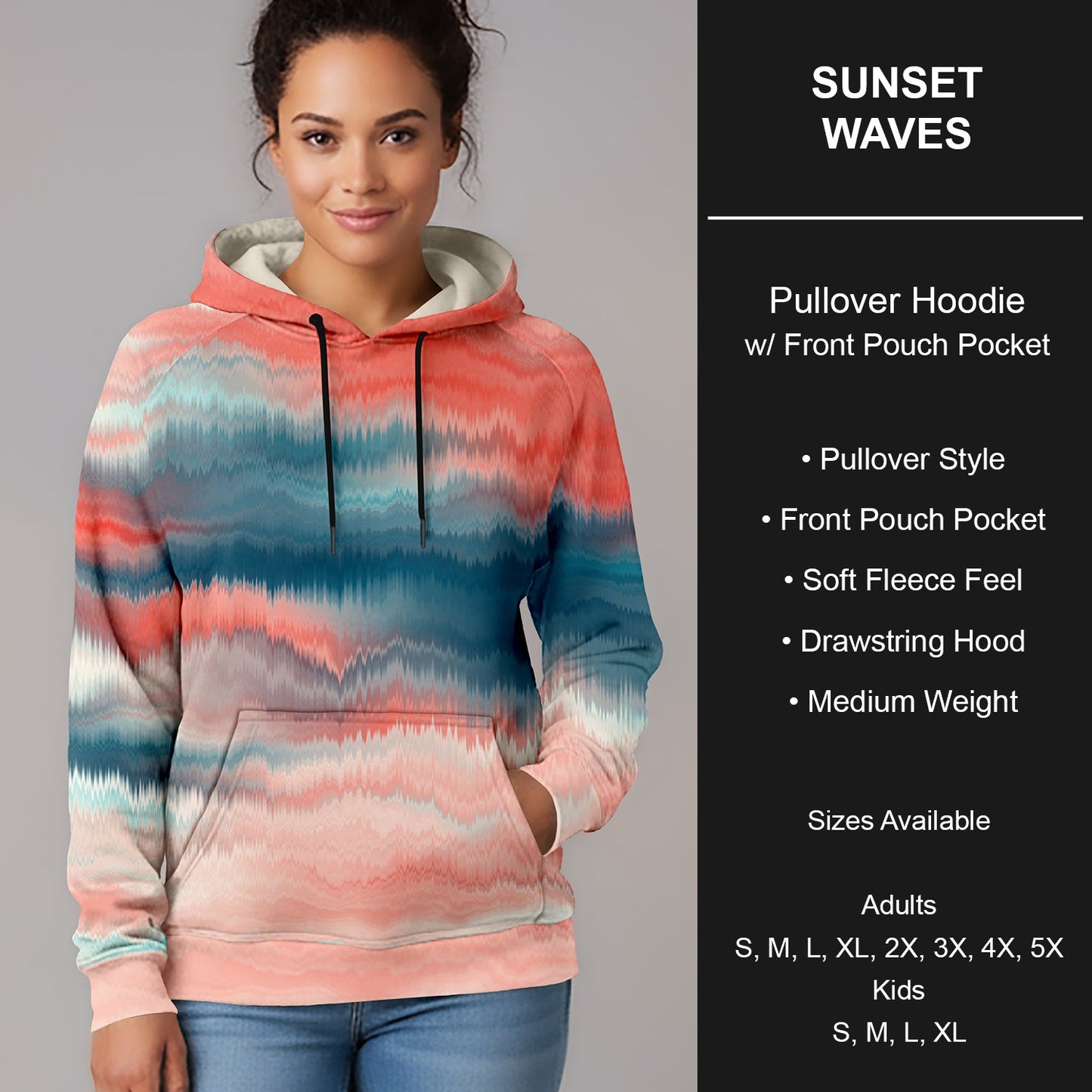 B266 - Preorder Sunset Waves Pullover Hoodie (Closes 12/17. ETA late Feb.)